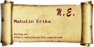 Matulin Erika névjegykártya